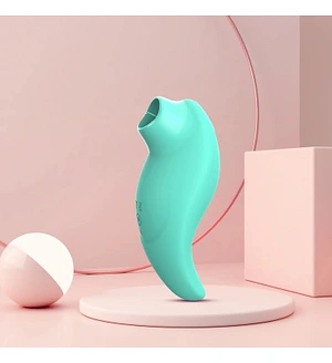 Вібратор із кліторальним стимулятором із язичком Every Night Toys Jen, зелений, 10 режимів вібрації