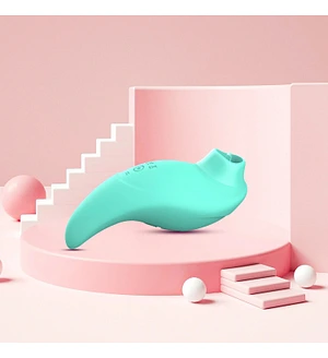 Вібратор із кліторальним стимулятором із язичком Every Night Toys Jen, зелений, 10 режимів вібрації
