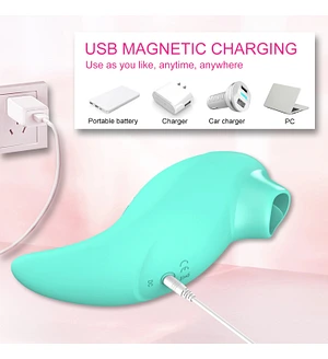 Вібратор із кліторальним стимулятором із язичком Every Night Toys Jen, зелений, 10 режимів вібрації