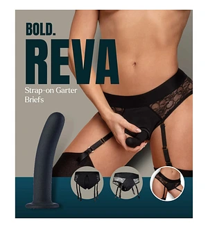 Страпон із трусиками-підв'язками Dream Toys Bold Reva, чорний, розмір S