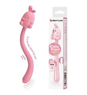 Міні-вібратор на паличці Pretty Love Cute Bunny, гнучкий, рожевий, 14,2 × 1,8 см