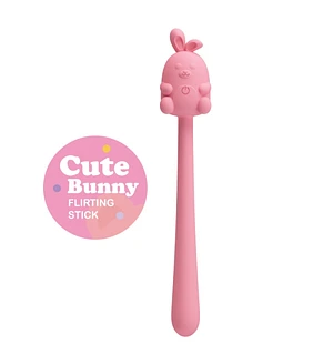 Міні-вібратор на паличці Pretty Love Cute Bunny, гнучкий, рожевий, 14,2 × 1,8 см