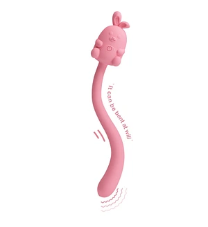 Міні-вібратор на паличці Pretty Love Cute Bunny, гнучкий, рожевий, 14,2 × 1,8 см