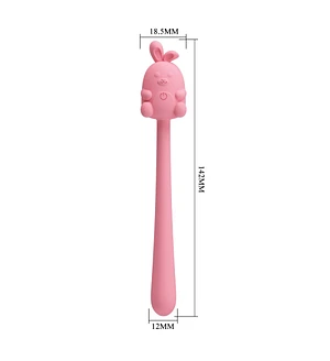 Міні-вібратор на паличці Pretty Love Cute Bunny, гнучкий, рожевий, 14,2 × 1,8 см