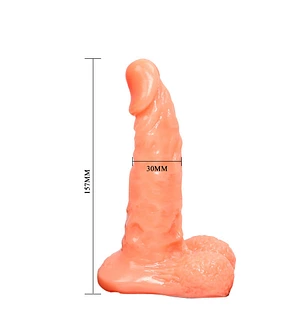 Страпон на трусиках BAILE Ultra Passionate Harness з мошонкою, бежевий, 15,7 × 3 см