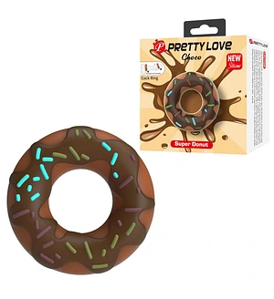 Ерекційне кільце Pretty Love Choco у формі пончика з кремом, коричневе, 4,6 × 2 см