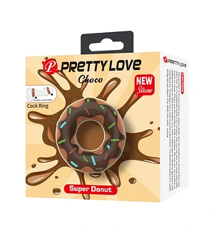 Ерекційне кільце Pretty Love Choco у формі пончика з кремом, коричневе, 4,6 × 2 см