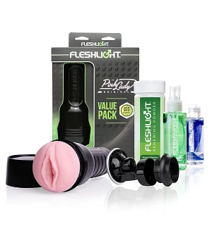 Мастурбатор Fleshlight Pink Lady Original Value Pack: присоска, змазка, чищення і відновлення