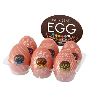 Набір мастурбаторів-яєць Tenga Egg Hard Boilded II Pack (6 яєць), щільний TPE, опукла текстура