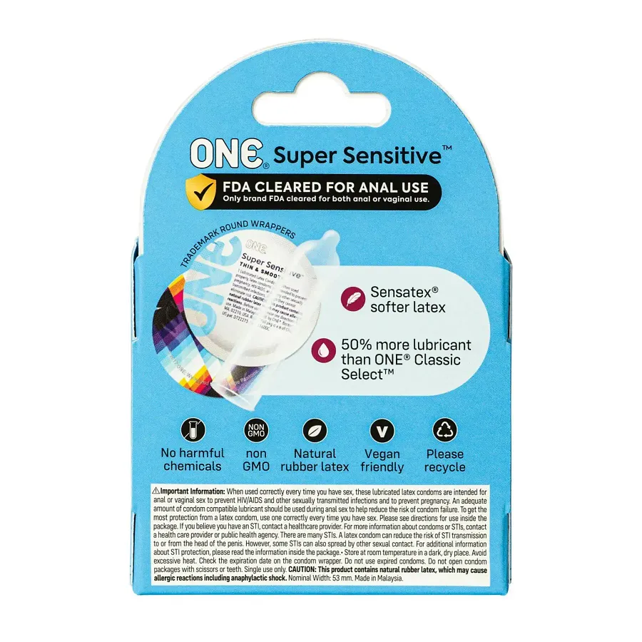 Презервативи Презервативи ONE Super Sensitive, 3 шт, гладенькі, з додатковою змазкою