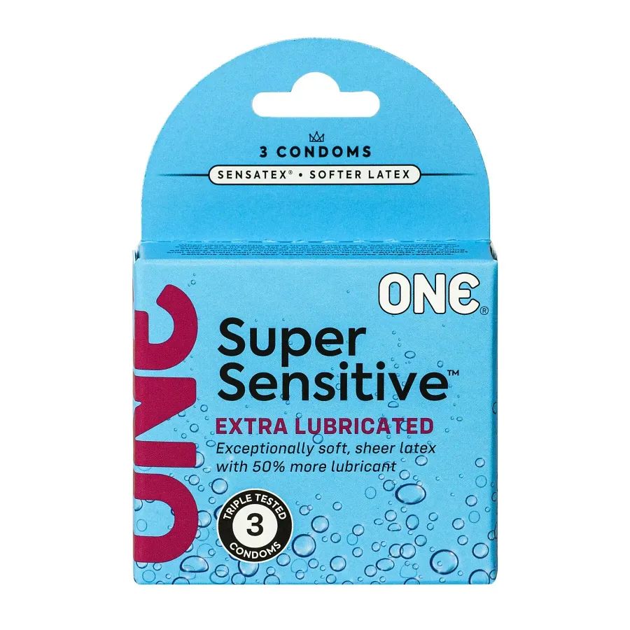 Презервативи Презервативи ONE Super Sensitive, 3 шт, гладенькі, з додатковою змазкою