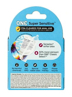 Презервативи Презервативи ONE Super Sensitive, 3 шт, гладенькі, з додатковою змазкою