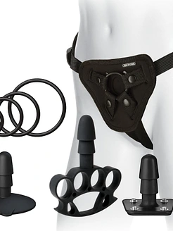 Набір для страпона Doc Johnson Vac-U-Lock Dual Density Extreme Set, діаметр: 7,72 см, 2×6,99 см