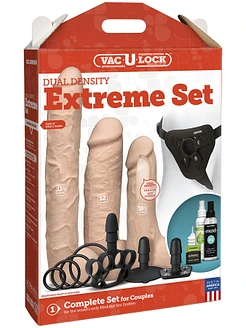 Набір для страпона Doc Johnson Vac-U-Lock Dual Density Extreme Set, діаметр: 7,72 см, 2×6,99 см