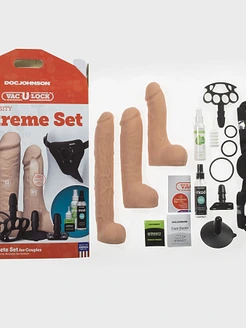 Набір для страпона Doc Johnson Vac-U-Lock Dual Density Extreme Set, діаметр: 7,72 см, 2×6,99 см