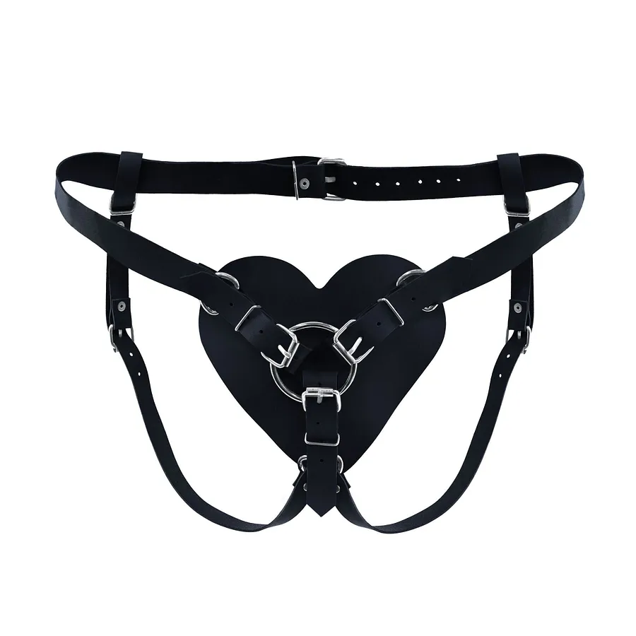 Feral Feelings Hearts Strap-on Belt Natural Leather