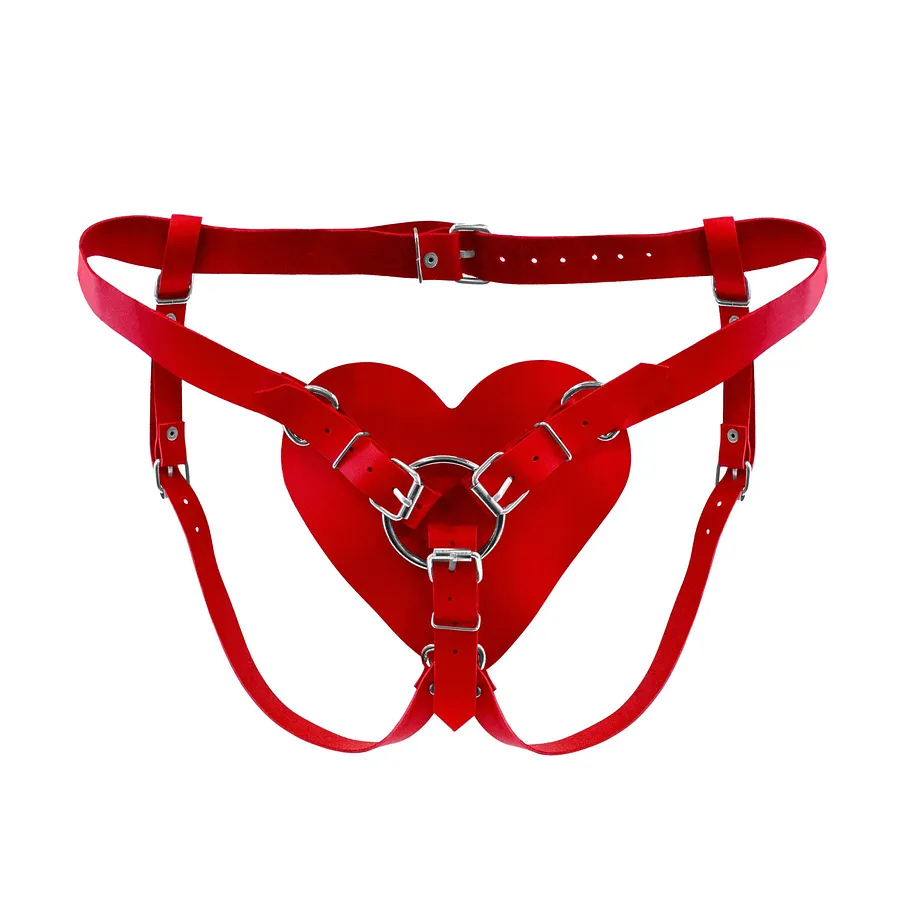 Feral Feelings Hearts Strap-on Belt Natural Leather