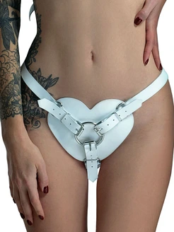 Feral Feelings Hearts Strap-on Belt Natural Leather