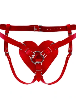Feral Feelings Hearts Strap-on Belt Natural Leather