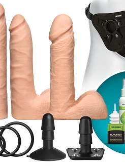 Набір для страпона Doc Johnson Vac-U-Lock Dual Density UltraSKYN Set, діаметр 3×4,5см