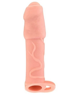 Насадка на член Real Body — Real Extender DICKY із закритою головкою та кільцем для мошонки