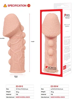 Насадка на член Kokos Extreme Sleeve ES.09 розмір S, потовщувальна, стимулюючий рельєф