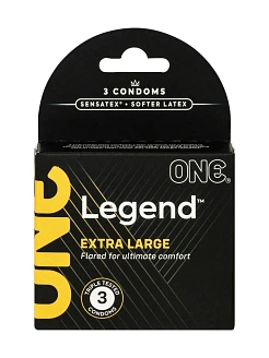 Презервативи ONE Legend XL, 3 шт, збільшений розмір, розширення на кінці, картонне паковання