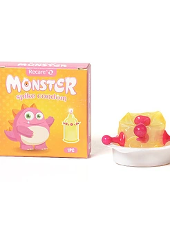 Насадка на член Recare Pink Monster Spike Condom (презерватив з кульками та вусиками)