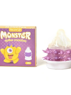 Насадка на член Recare Yellow Monster Spike Condom (презерватив з рядами пухирців та шипів)