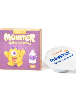 Насадка на член Recare Yellow Monster Spike Condom (презерватив з рядами пухирців та шипів)