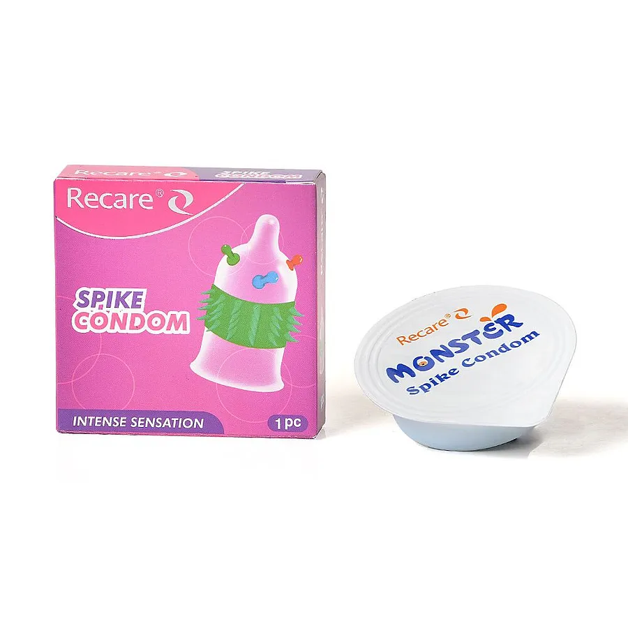 Насадка на член Recare Spike Condom Pink (презерватив з кульками та рядами шипів)