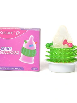 Насадка на член Recare Spike Condom Pink (презерватив з кульками та рядами шипів)