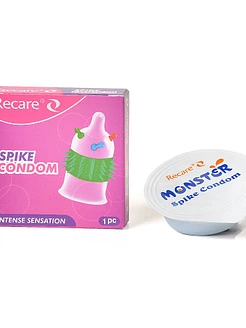 Насадка на член Recare Spike Condom Pink (презерватив з кульками та рядами шипів)