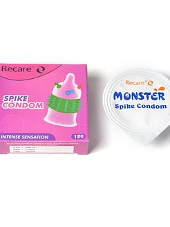Насадка на член Recare Spike Condom Pink (презерватив з кульками та рядами шипів)