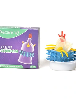 Насадка на член Recare Spike Condom Purple (презерватив з вусиками та рядами шипів)