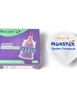 Насадка на член Recare Spike Condom Purple (презерватив з вусиками та рядами шипів)