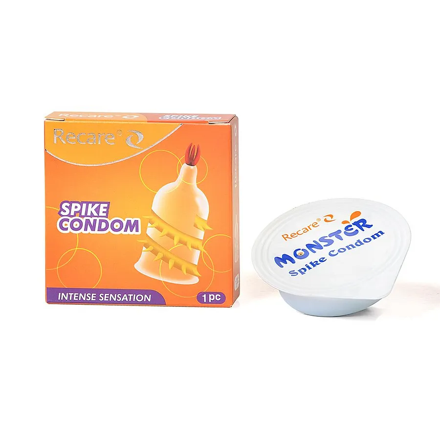 Насадка на член Recare Spike Condom Yellow (презерватив з вусиками та спіраллю шипів)