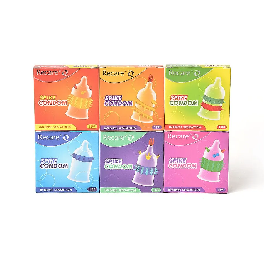 Насадка на член Recare Spike Condom Yellow (презерватив з вусиками та спіраллю шипів)