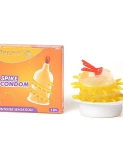 Насадка на член Recare Spike Condom Yellow (презерватив з вусиками та спіраллю шипів)