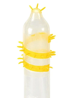 Насадка на член Recare Spike Condom Yellow (презерватив з вусиками та спіраллю шипів)