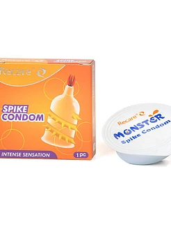 Насадка на член Recare Spike Condom Yellow (презерватив з вусиками та спіраллю шипів)