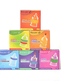 Насадка на член Recare Spike Condom Yellow (презерватив з вусиками та спіраллю шипів)