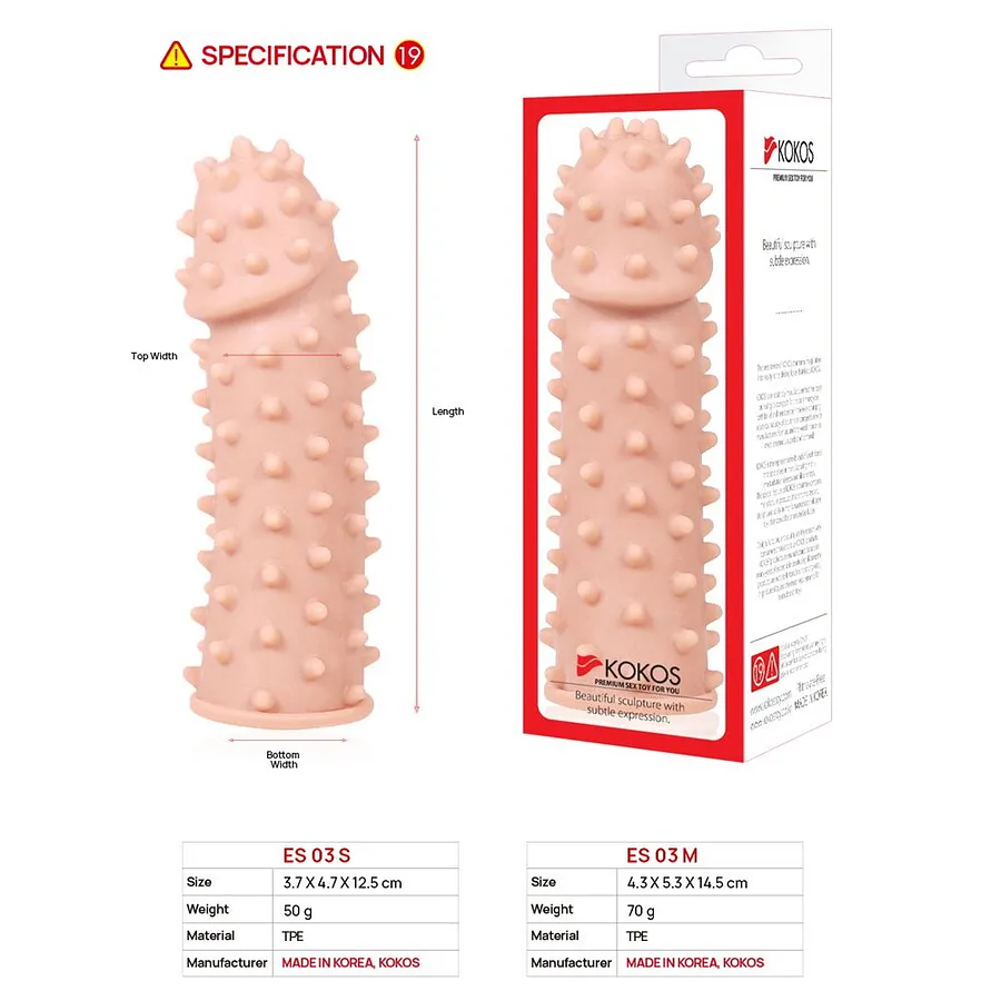 Насадка на член Kokos Extreme Sleeve ES.03 , потовщувальна, стимулюючий рельєф