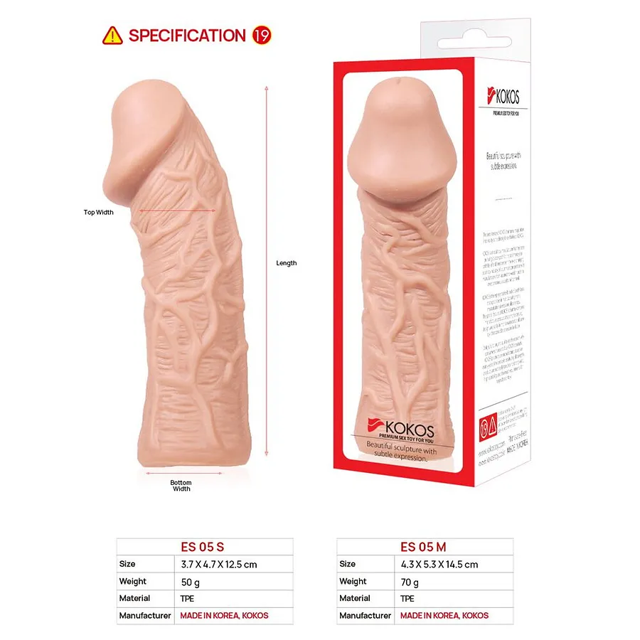 Насадка на член Kokos Extreme Sleeve ES.05 , потовщувальна, стимулюючий рельєф