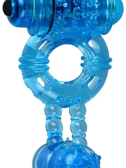 Ерекційне віброкільце Alive: Double Ding Ring Blue, два мотори