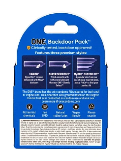 Презервативи ONE Backdoor, 3 шт, 3 види, картонне паковання