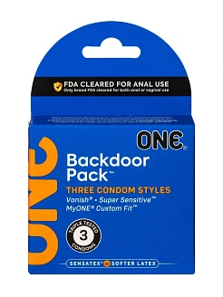 Презервативи ONE Backdoor, 3 шт, 3 види, картонне паковання