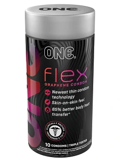 Презервативи ONE Flex Graphene, 10 шт, супертонкі, дуже міцні, подарункове паковання-тубус
