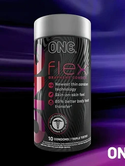 Презервативи ONE Flex Graphene, 10 шт, супертонкі, дуже міцні, подарункове паковання-тубус