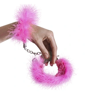 Наручники металеві Adrien Lastic Handcuffs Pink з рожевим пухнастим оздобленням